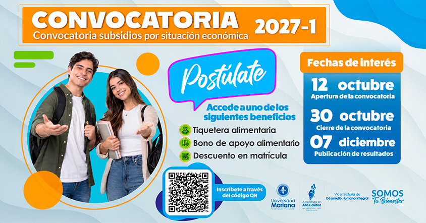 Universidad Mariana -Convocatoria de subsidios estudiantiles 2027-1